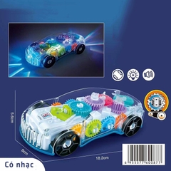 Đồ chơi xe đua trong suốt có đèn, nhạc