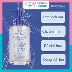 DẦU TẨY TRANG HATOMUGI LÀM SẠCH SÂU DƯỠNG ẨM CHO DA KHÔ DẦU MỤN NHẠY CẢM NHẬT BẢN 500ML ECOMA