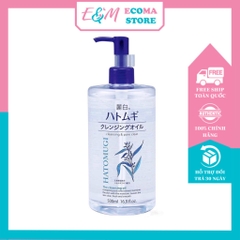 DẦU TẨY TRANG HATOMUGI LÀM SẠCH SÂU DƯỠNG ẨM CHO DA KHÔ DẦU MỤN NHẠY CẢM NHẬT BẢN 500ML ECOMA
