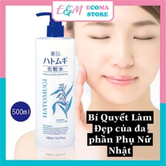 NƯỚC HOA HỒNG TONER DƯỠNG ẨM TRẮNG DA SE KHÍT LỖ CHÂN LÔNG HATOMUGI Ý DĨ 500ML NHẬT BẢN - ECOMA