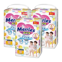 Combo 3 gói Bỉm tã quần Merries size XL 38 miếng (12-22kg)