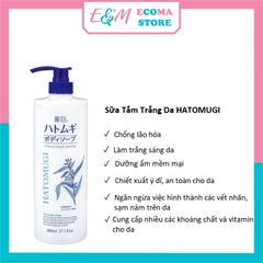 SỮA TẮM TRẮNG DA TOÀN THÂN DƯỠNG ẨM THIÊN NHIÊN Ý DĨ HATOMUGI NHẬT BẢN 800ML ECOMA