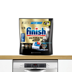 Túi 33 viên rửa chén Finish Ultimate PLUS Hương Soda 2025 – 14 tính năng MỚI – Dành cho máy rửa chén 12-13 bộ trở lên