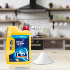 Hộp bột rửa chén Finish Classic 2,5Kg (Hương Chanh) cho máy rửa chén từ 7 đến 15 bộ