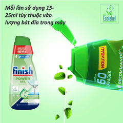 Chai 900ml Gel rửa chén Finish All in 1 Max 0% Ecolabel EU - Thân thiện môi trường, an toàn cho gia đình có trẻ nhỏ