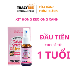 Keo Ong Xanh Tracybee Propolis Tutti Frutti & Honey – Xịt Họng Giảm Ho, Đau Rát, Viêm Họng Cho Bé & Gia Đình (Vị Trái Cây)