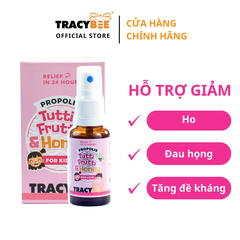 Keo Ong Xanh Tracybee Propolis Tutti Frutti & Honey – Xịt Họng Giảm Ho, Đau Rát, Viêm Họng Cho Bé & Gia Đình (Vị Trái Cây)