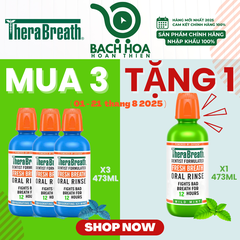 Mua 3 Chai Tặng 1 [Hương Icy Mint – Bạc hà lạnh sâu] Nước súc miệng TheraBreath cho người lớn – Hết hôi miệng, mát miệng, hơi thở thơm lâu