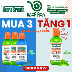Mua 3 Chai Tặng 1 [Hương Icy Mint – Bạc hà lạnh sâu] Nước súc miệng TheraBreath cho người lớn – Hết hôi miệng, mát miệng, hơi thở thơm lâu