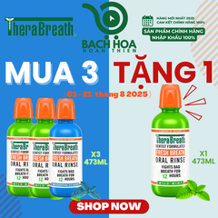 Mua 3 Chai Tặng 1 [Hương Icy Mint – Bạc hà lạnh sâu] Nước súc miệng TheraBreath cho người lớn – Hết hôi miệng, mát miệng, hơi thở thơm lâu