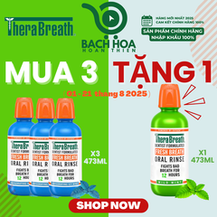 Mua 3 Chai Tặng 1 [Hương Icy Mint – Bạc hà lạnh sâu] Nước súc miệng TheraBreath cho người lớn – Hết hôi miệng, mát miệng, hơi thở thơm lâu