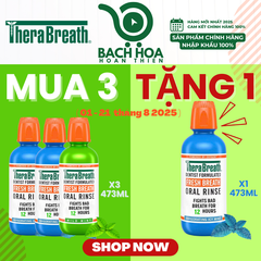 Mua 3 Chai Tặng 1 [Hương Mild Mint – Bạc hà dịu nhẹ] Nước súc miệng TheraBreath cho người lớn – Hết hôi miệng, mát miệng, hơi thở thơm lâu