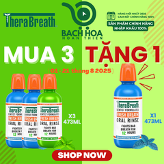 Mua 3 Chai Tặng 1 [Hương Icy Mint – Bạc hà lạnh sâu] Nước súc miệng TheraBreath cho người lớn – Hết hôi miệng, mát miệng, hơi thở thơm lâu