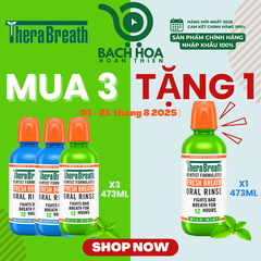 Mua 3 Chai Tặng 1 [Hương Icy Mint – Bạc hà lạnh sâu] Nước súc miệng TheraBreath cho người lớn – Hết hôi miệng, mát miệng, hơi thở thơm lâu