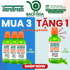 Mua 3 Chai Tặng 1 [Hương Icy Mint – Bạc hà lạnh sâu] Nước súc miệng TheraBreath cho người lớn – Hết hôi miệng, mát miệng, hơi thở thơm lâu