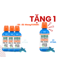 Mua 3 Chai Tặng 1 [Hương Mild Mint – Bạc hà dịu nhẹ] Nước súc miệng TheraBreath cho người lớn – Hết hôi miệng, mát miệng, hơi thở thơm lâu
