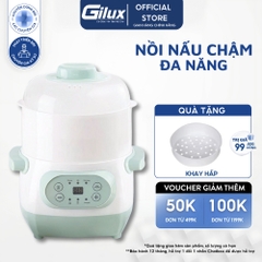 Nồi nấu chậm Gilux 1L - Nồi nấu cháo chậm 6 Chức năng Đa năng An toàn Tiện lợi