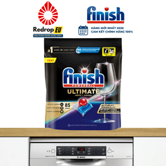 Túi 85 viên rửa chén Finish Ultimate All in 1 Hương Soda 2025 – 14 tính năng – Dành cho máy rửa chén 12-13 bộ trở lên