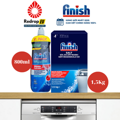 Combo 4 món Finish Tối Ưu: Túi 110 viên All in 1 + nước làm bóng 800ml + muối 1.5kg + vệ sinh máy 250ml