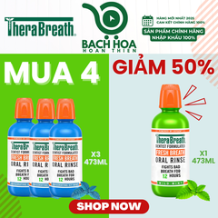 MUA 4 GIẢM 50% chai thứ 4 [Hương Icy Mint – Bạc hà lạnh sâu] Nước súc miệng TheraBreath cho người lớn – Hết hôi miệng, mát miệng, hơi thở thơm lâu