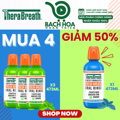 MUA 4 GIẢM 50% chai thứ 4 [Hương Mild Mint – Bạc hà dịu nhẹ] Nước súc miệng TheraBreath cho người lớn – Hết hôi miệng, mát miệng, hơi thở thơm lâu