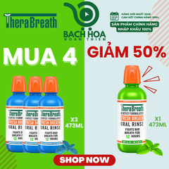 MUA 4 GIẢM 50% chai thứ 4 [Hương Icy Mint – Bạc hà lạnh sâu] Nước súc miệng TheraBreath cho người lớn – Hết hôi miệng, mát miệng, hơi thở thơm lâu