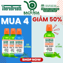 MUA 4 GIẢM 50% chai thứ 4 [Hương Icy Mint – Bạc hà lạnh sâu] Nước súc miệng TheraBreath cho người lớn – Hết hôi miệng, mát miệng, hơi thở thơm lâu
