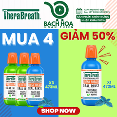 MUA 4 GIẢM 50% chai thứ 4 [Hương Icy Mint – Bạc hà lạnh sâu] Nước súc miệng TheraBreath cho người lớn – Hết hôi miệng, mát miệng, hơi thở thơm lâu