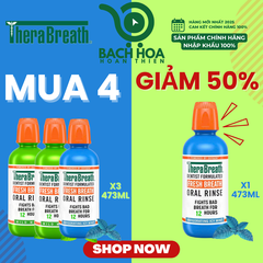MUA 4 GIẢM 50% chai thứ 4 [Hương Mild Mint – Bạc hà dịu nhẹ] Nước súc miệng TheraBreath cho người lớn – Hết hôi miệng, mát miệng, hơi thở thơm lâu