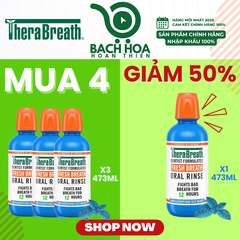 MUA 4 GIẢM 50% chai thứ 4 [Hương Icy Mint – Bạc hà lạnh sâu] Nước súc miệng TheraBreath cho người lớn – Hết hôi miệng, mát miệng, hơi thở thơm lâu