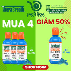 MUA 4 GIẢM 50% chai thứ 4 [Hương Icy Mint – Bạc hà lạnh sâu] Nước súc miệng TheraBreath cho người lớn – Hết hôi miệng, mát miệng, hơi thở thơm lâu