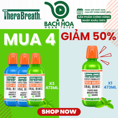 MUA 4 GIẢM 50% chai thứ 4 [Hương Icy Mint – Bạc hà lạnh sâu] Nước súc miệng TheraBreath cho người lớn – Hết hôi miệng, mát miệng, hơi thở thơm lâu
