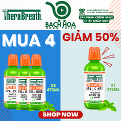 MUA 4 GIẢM 50% chai thứ 4 [Hương Icy Mint – Bạc hà lạnh sâu] Nước súc miệng TheraBreath cho người lớn – Hết hôi miệng, mát miệng, hơi thở thơm lâu