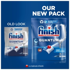 Túi 64 viên rửa chén Finish Quantum All in 1 2025 – 12 tính năng – Dành cho máy rửa chén 12-13 bộ trở lên