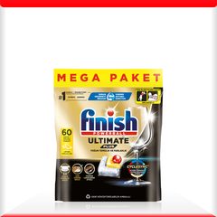 Túi 60 viên rửa chén Finish Ultimate PLUS Hương Chanh 2025 – 14 tính năng MỚI – Dành cho máy rửa chén 12-13 bộ trở lên