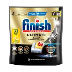 Túi 33 viên rửa chén Finish Ultimate PLUS Hương Chanh 2025 – 14 tính năng MỚI – Dành cho máy rửa chén 12-13 bộ trở lên