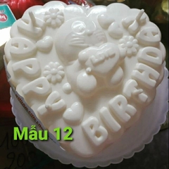 000434K18_Khuôn Nhựa 20cm làm  Rau Câu Chữ Happy Birthday  hình Hoa hồng, Hình Đôrêmon