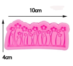 000265K14_Khuôn silicon ốp Viền Hoa Cỏ Đứng 9cm làm bánh rau câu 4d