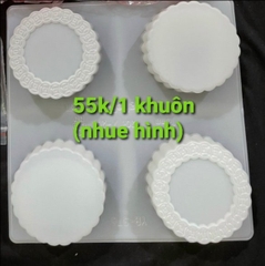 000390K39_Khuôn nhựa Trơn 9cm làm bánh thạch rau câu Trung thu hoa nổi 4d