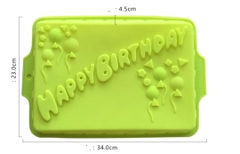 000224K22_Khuôn silicon hình chữ nhật Happy Birthday làm bánh rau câu