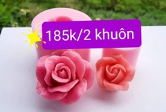 000447K1_Khuôn silicon 2 hoa hồng Thái dùng làm bánh rau câu 4D