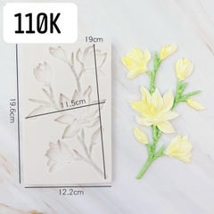 000114K11_Khuôn silicon cành lá hoa mộc lan (nhỏ) làm bánh rau câu hoa nổi 4d