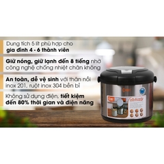 Nồi Ủ Nhiệt Đa Năng Comet CM7661 5 LÍT
