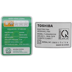 Quạt Treo Tường Toshiba F-WSA20(H)VN - Xám