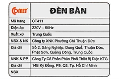 Đèn bàn học Comet CT411 - Bảo hành 12 tháng (có sẵn bóng đèn LED)