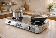 Bếp Gas Đôi NaMilux DL2163APS Mặt Inox | 2 Lò, Gọn, Dễ Vệ Sinh