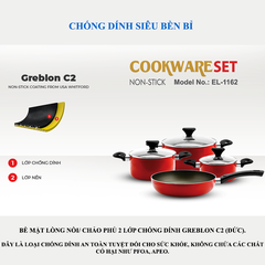 Bộ nồi chảo chống dính Elmich EL-1162