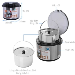 Nồi Ủ Nhiệt Đa Năng Comet CM7661 5 LÍT