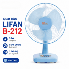 Quạt Bàn LIFAN B-212 35W – Cánh 30cm, 3 Tốc Độ