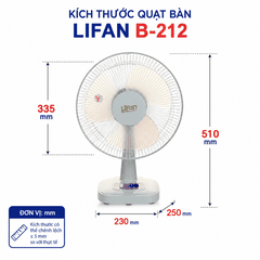 Quạt Bàn LIFAN B-212 35W – Cánh 30cm, 3 Tốc Độ